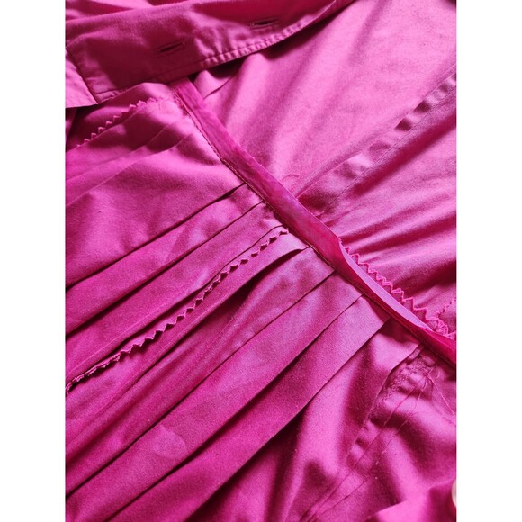 1950s Vintage Shirtwaist Dress: Hot Pink Pleated Cotton Day Dress, Womens - Picture 11 of 13